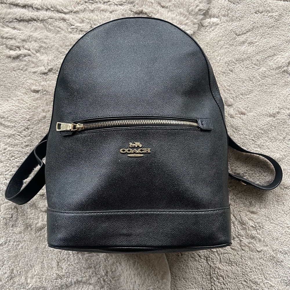 Coach Black Backpack with Gold Accents